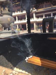 Incense burning at the temple